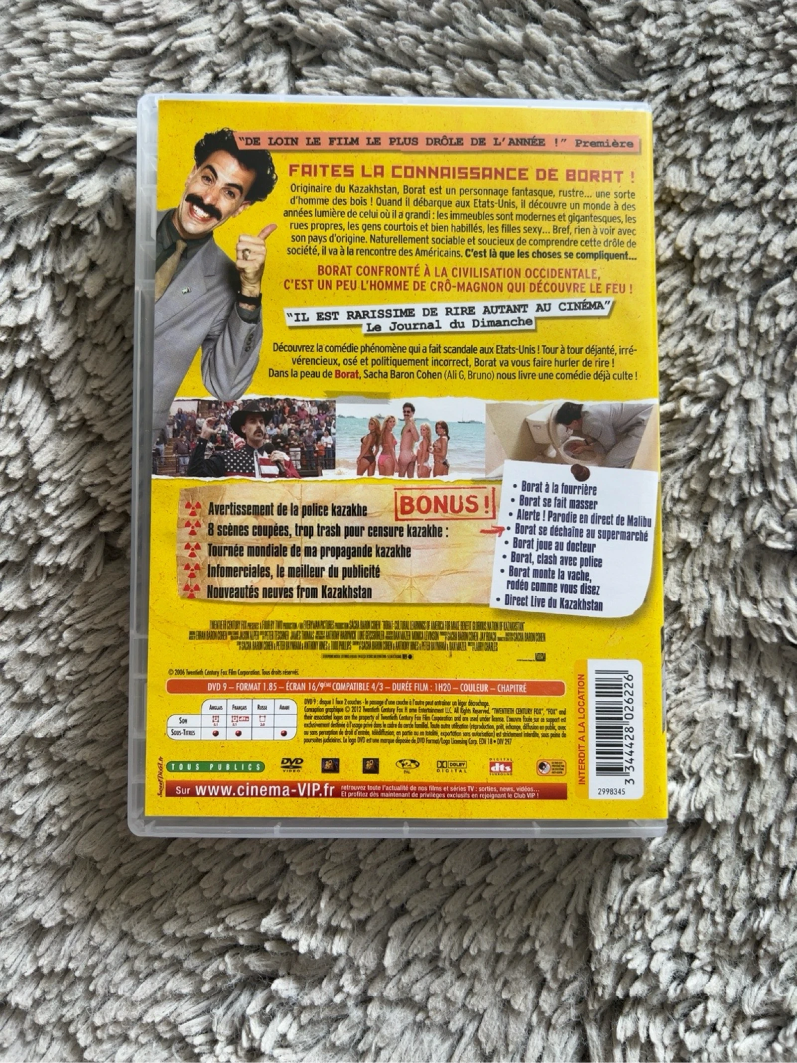 DVD Borat – Sacha Baron Cohen – Cult Comedy – Very Good Condition – photo 2